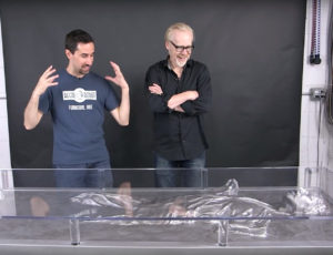 Tom Spina and Adam Savage with Han Carbonite Desk