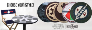 pub, bar and cafe tables with Star Wars graphics