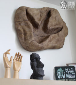 t-rex footprint wall art sculpture