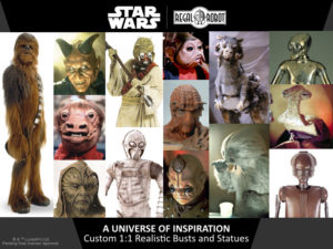 Star Wars alien and droids statues and replicas