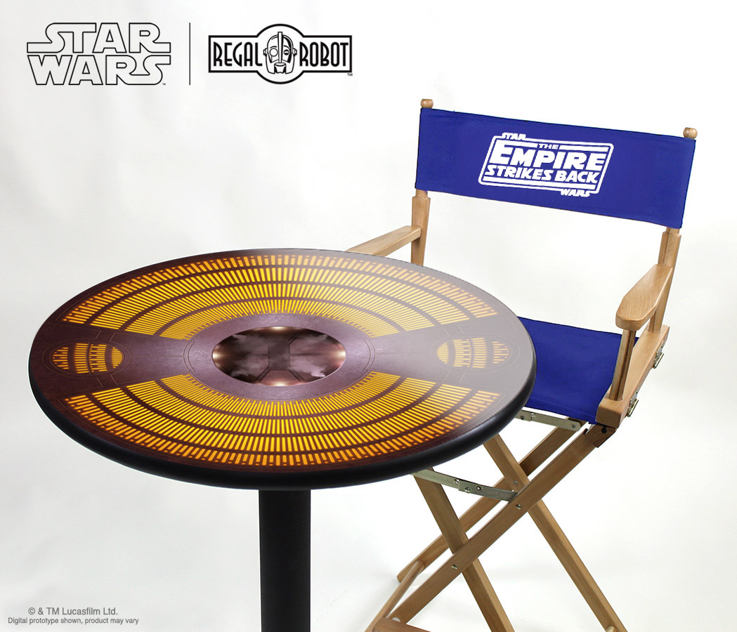Star Wars Bespin furniture, themed tables by Regal Robot.