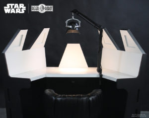 Darth Vader's meditation chamber as a desk with helmet as a lamp