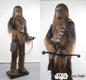 life-sized statue to look like chewbacca actor in costume