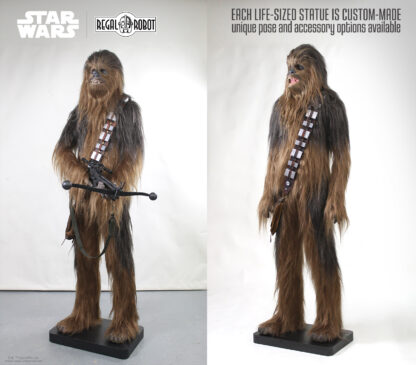 life-sized statues to look like chewbacca actor in costume