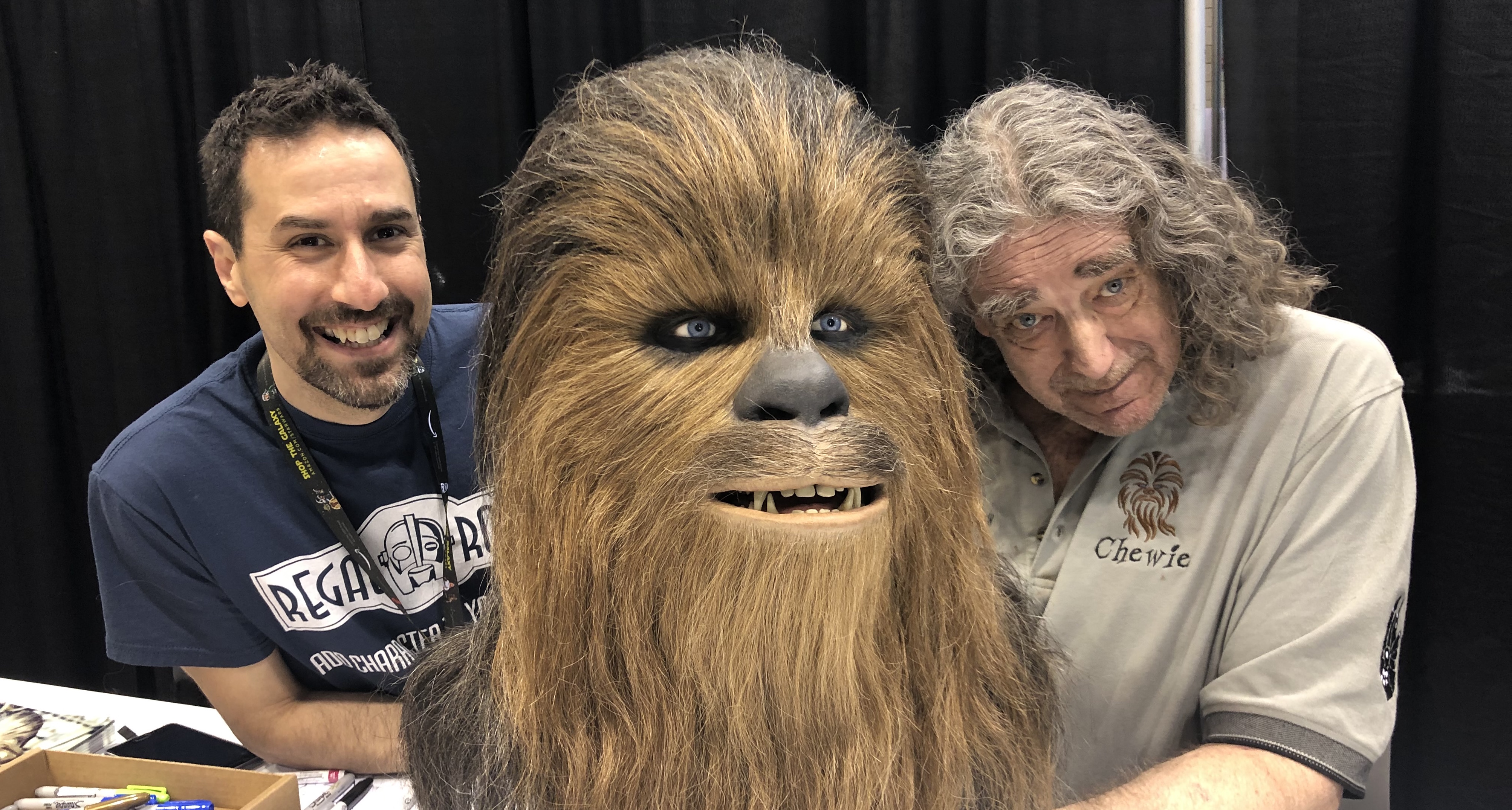 Tom Spina with Peter Mayhew and Chewbacca