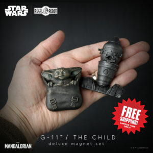 baby yoda and Ig-11 assassin droid (not IG-88) from the Mandalorian