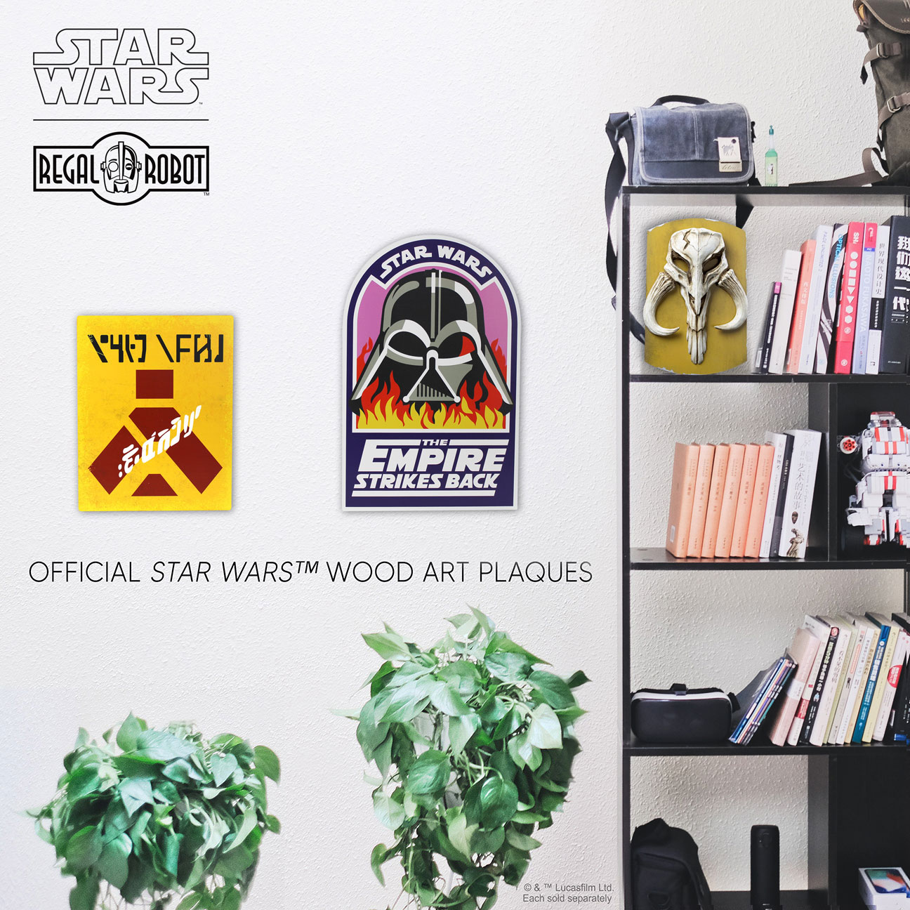 Star Wars Empire Strikes Back C-3PO Wampa Warning Sign Wood Art Plaque Figure 