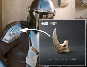 the Mandalorian mudhorn signet skull sculpture