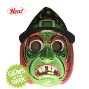 70's plastic witch mask wall art