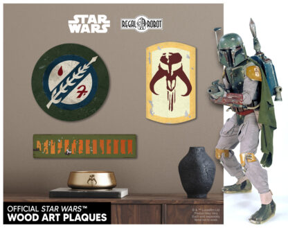 Star Wars Boba Fett chest emblem, helmet and mythosaur decor