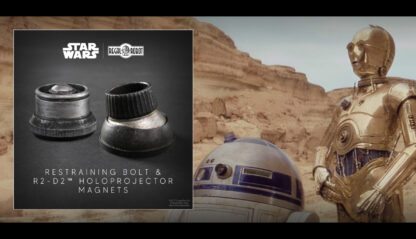 R2D2 and C-3PO magnets of the holoprojector and restraining bolt props