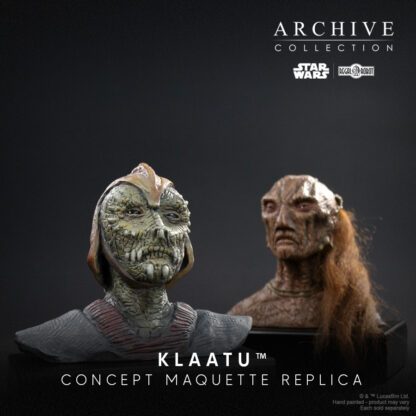 Star Wars Klaatu and Weequay Jabba the Hutt skiff guard busts and replicas.