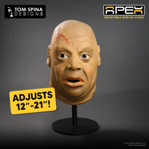 Helmet, mask and hat stands by Tom Spina Designs for movie prop and replica display