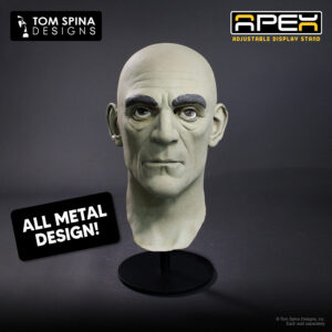 Helmet, mask and hat stands by Tom Spina Designs for movie prop and replica display
