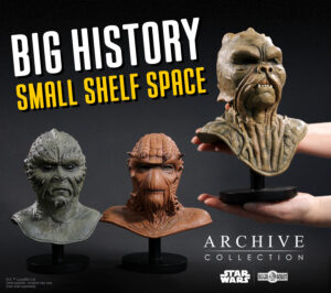 Klaatu Barada and Nikto movie prop masks from Star Wars Return of the Jedi