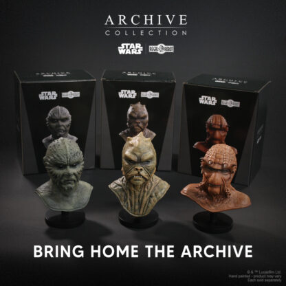 Klaatu Barada and Nikto movie prop masks from Star Wars Return of the Jedi