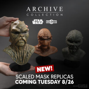 Klaatu Barada and Nikto movie prop masks from Star Wars Return of the Jedi