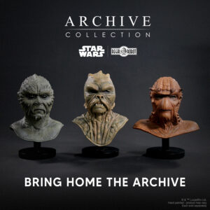 Klaatu Barada and Nikto movie prop masks from Star Wars Return of the Jedi
