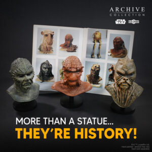 Klaatu Barada and Nikto movie prop masks from Star Wars Return of the Jedi
