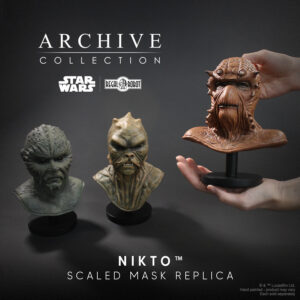 Klaatu Barada and Nikto movie prop masks from Star Wars Return of the Jedi