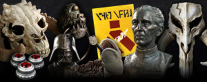 Adult Star Wars decor like bronze busts and skulls