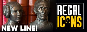 Star Wars bronze statue of Princess Leia and Grand Moff Tarkin for adult decor