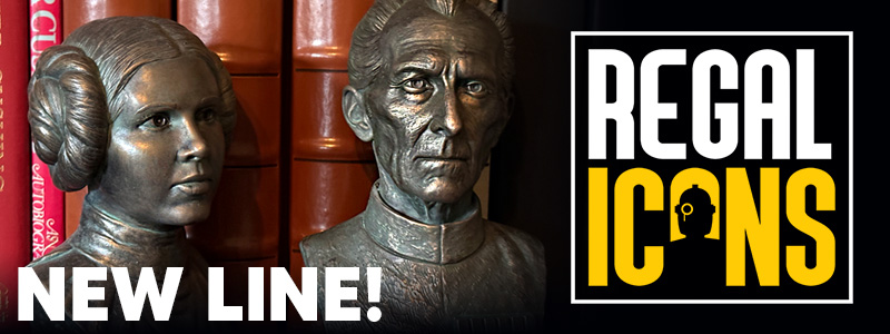 Star Wars bronze statue of Princess Leia and Grand Moff Tarkin for adult decor