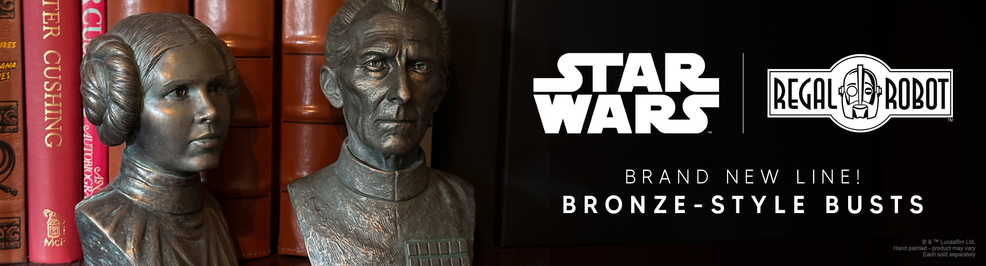 Star Wars bronze statue of Princess Leia and Grand Moff Tarkin for adult decor