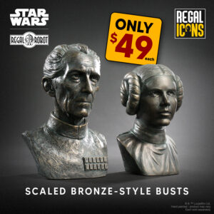 Star Wars bronze statue of Princess Leia and Grand Moff Tarkin for adult decor