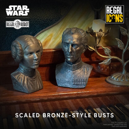 Star Wars bronze statue of Princess Leia and Grand Moff Tarkin for adult decor