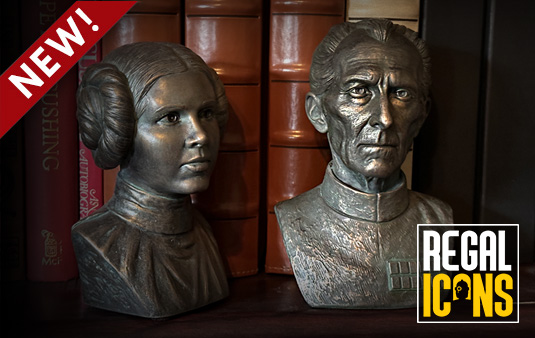 Star Wars bronze statue of Princess Leia and Grand Moff Tarkin for adult decor
