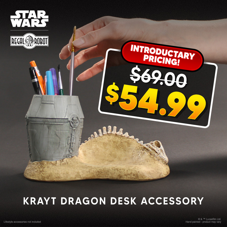 star wars krayt dragon skeleton and escape pod desk set