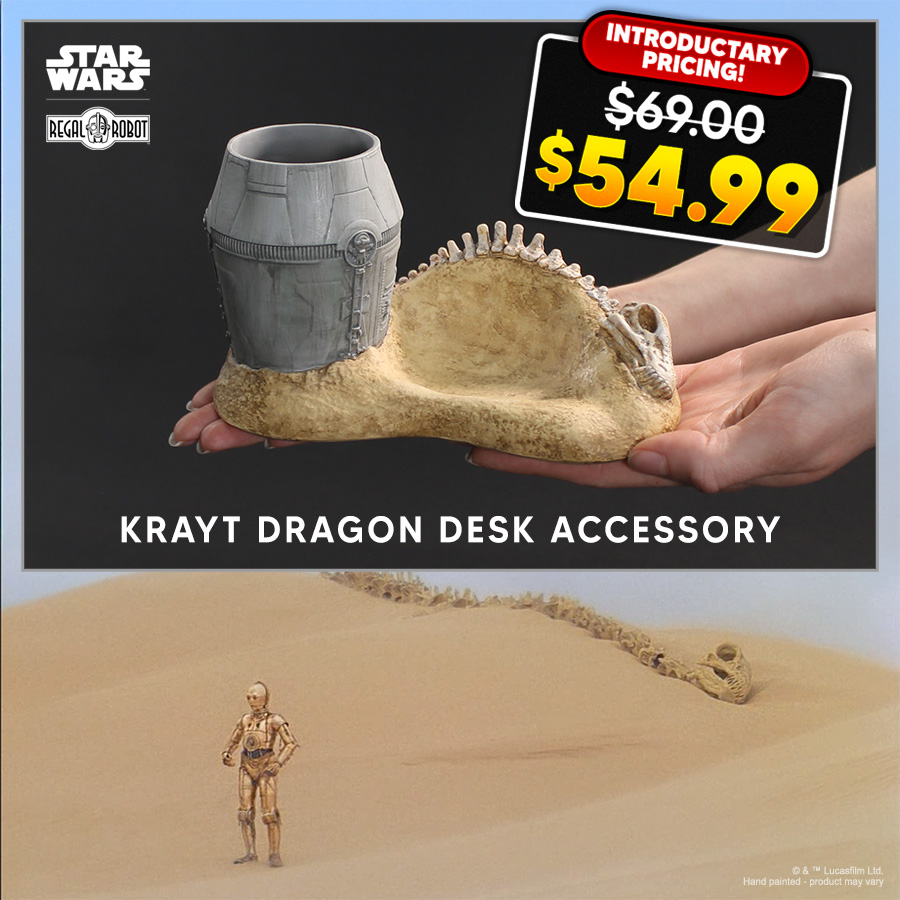 star wars krayt dragon skeleton and escape pod desk set