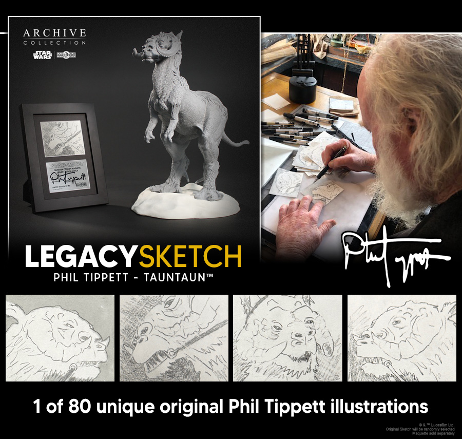Tauntaun sketch art collectible by Phil Tippett
