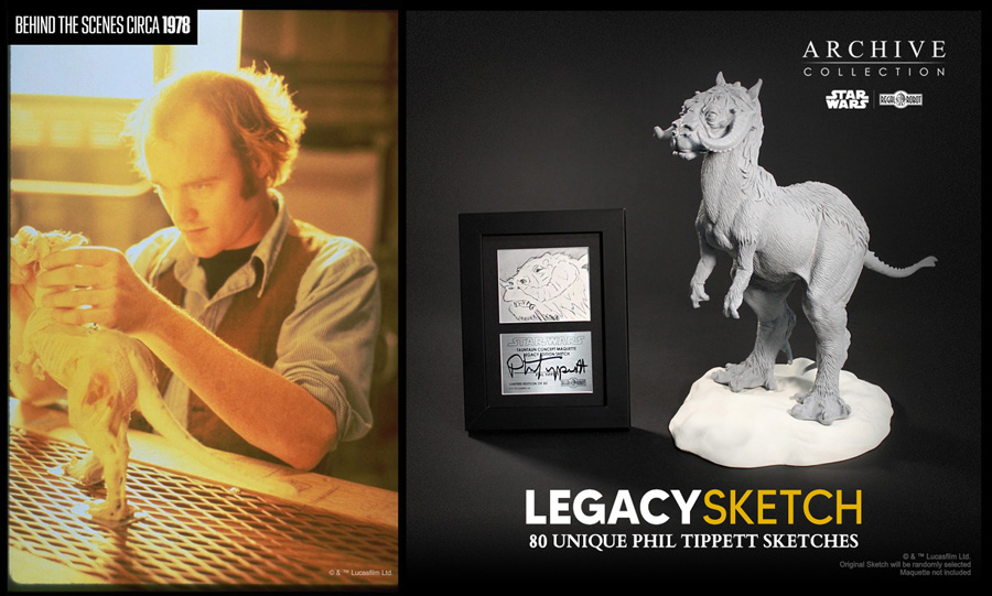 Tauntaun sketch art collectible by Phil Tippett