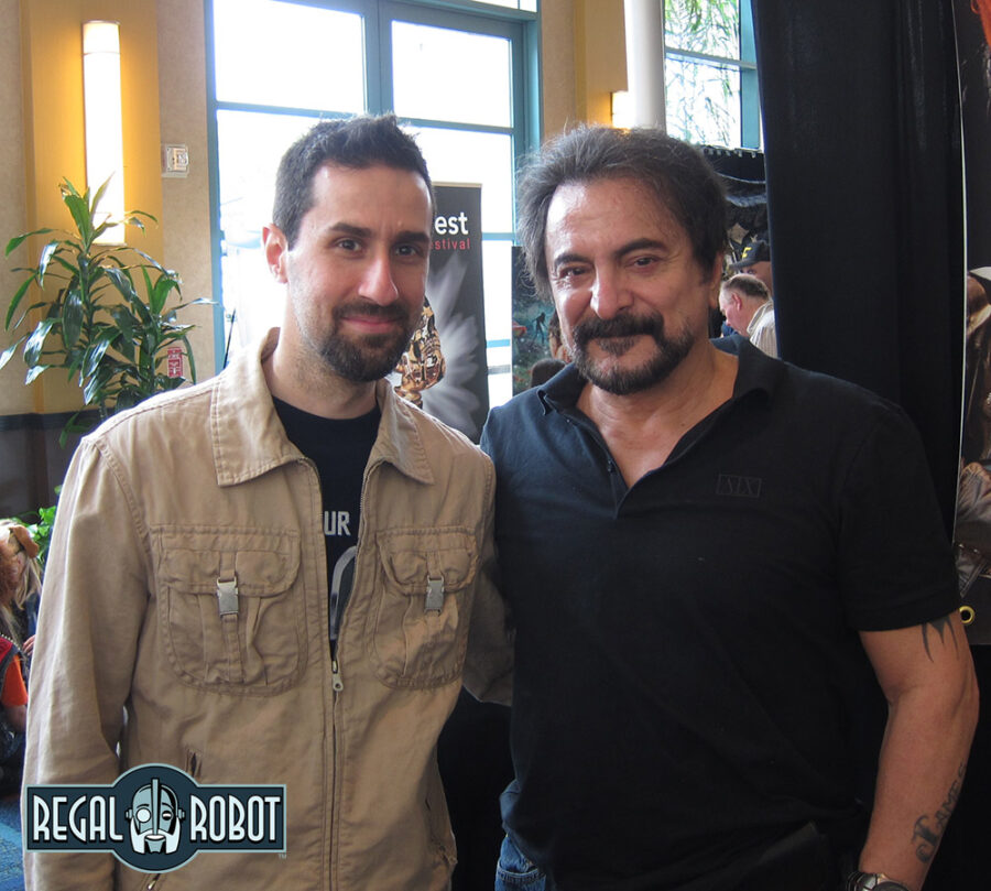 Tom Savini makeup effects artist and FX school owner with Tom Spina founder of Regal Robot