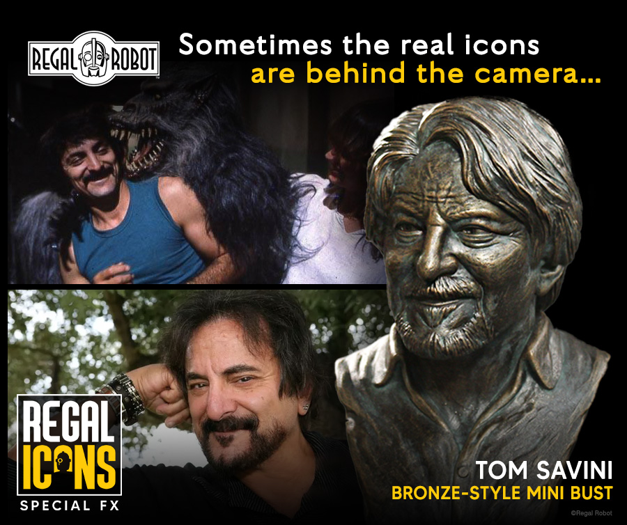 Tom Savini makeup effects artist and FX school owner as bronze bust for horror collectors