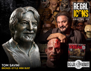 Tom Savini makeup effects artist and FX school owner as bronze bust for horror collectors
