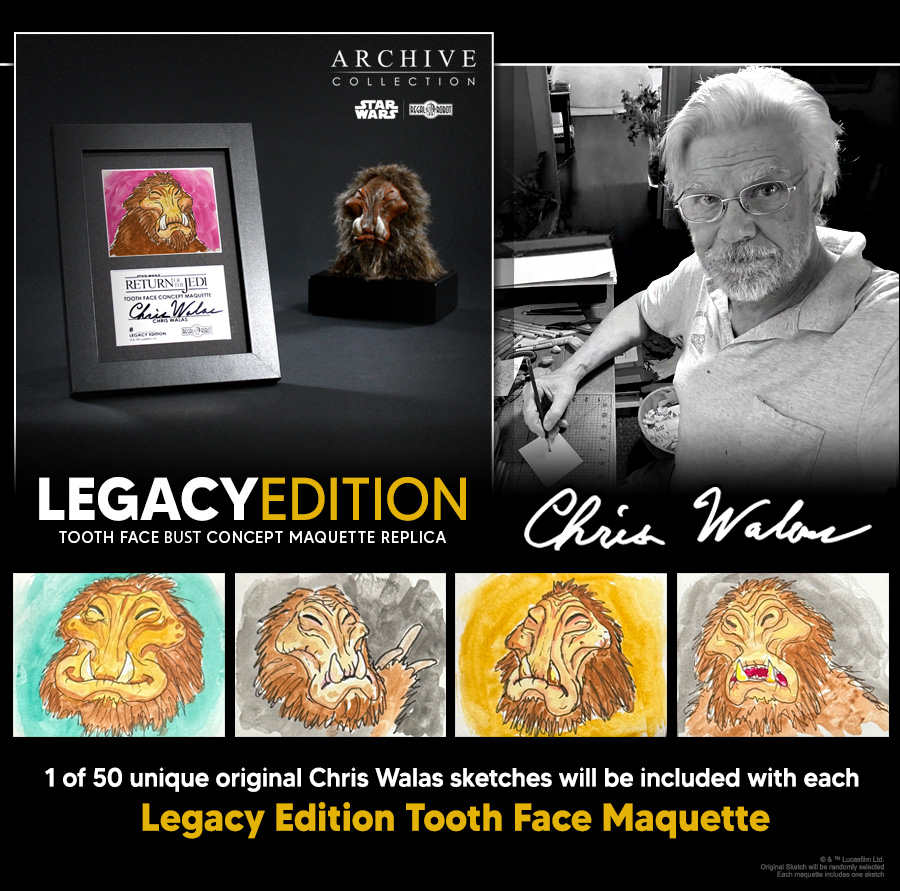 Chris Walas autograph statue of Star Wars alien from Jabba the Hutt's palace