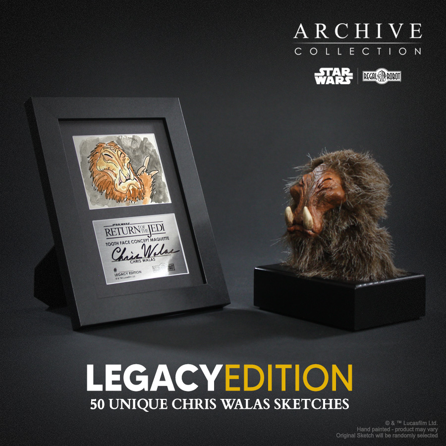 Chris Walas autograph statue of Star Wars alien from Jabba the Hutt's palace