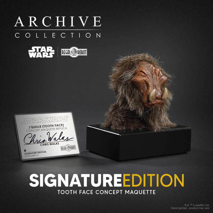 Chris Walas autograph statue of Star Wars alien from Jabba the Hutt's palace