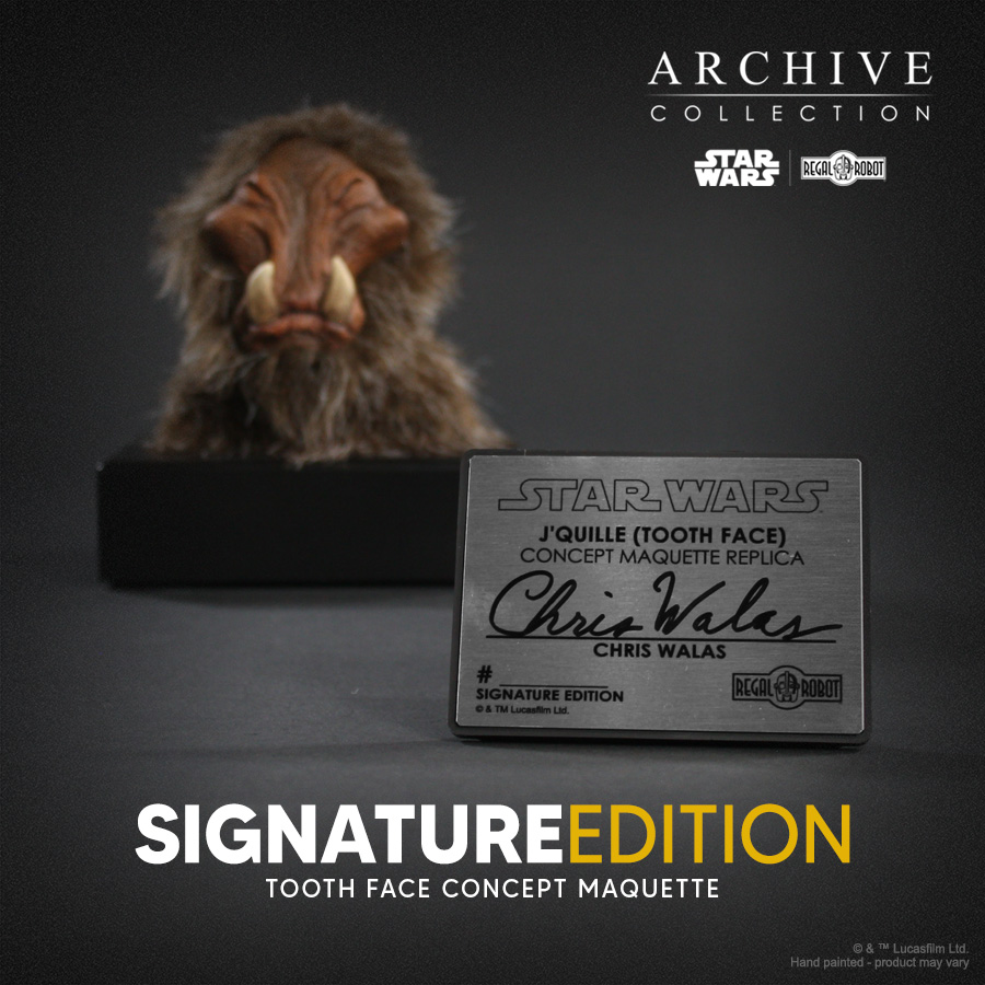 Chris Walas autograph statue of Star Wars alien from Jabba the Hutt's palace