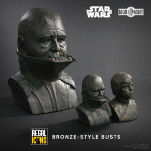 Darth Vader and Luke Skywalker large mini-busts in bronze style - Regal Icons Star Wars busts