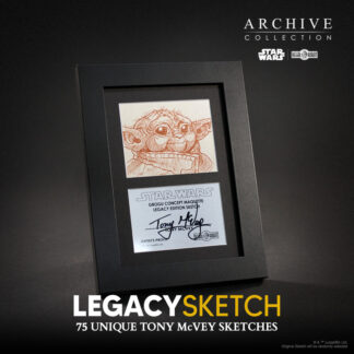 Grogu aka Baby Yoda statue and sketch from The Mandalorian movie