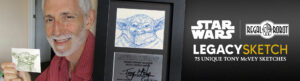 Grogu aka Baby Yoda statue and sketch from The Mandalorian movie
