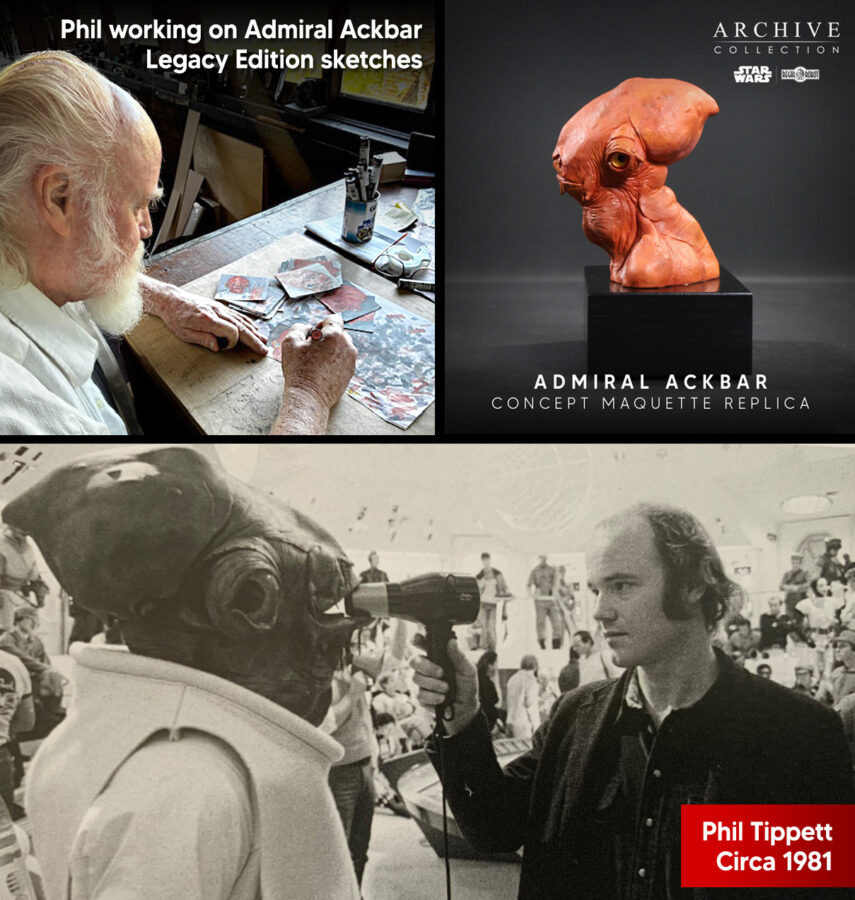 Phil Tippett Admiral Ackbar art and statue from Star Wars Return of the Jedi