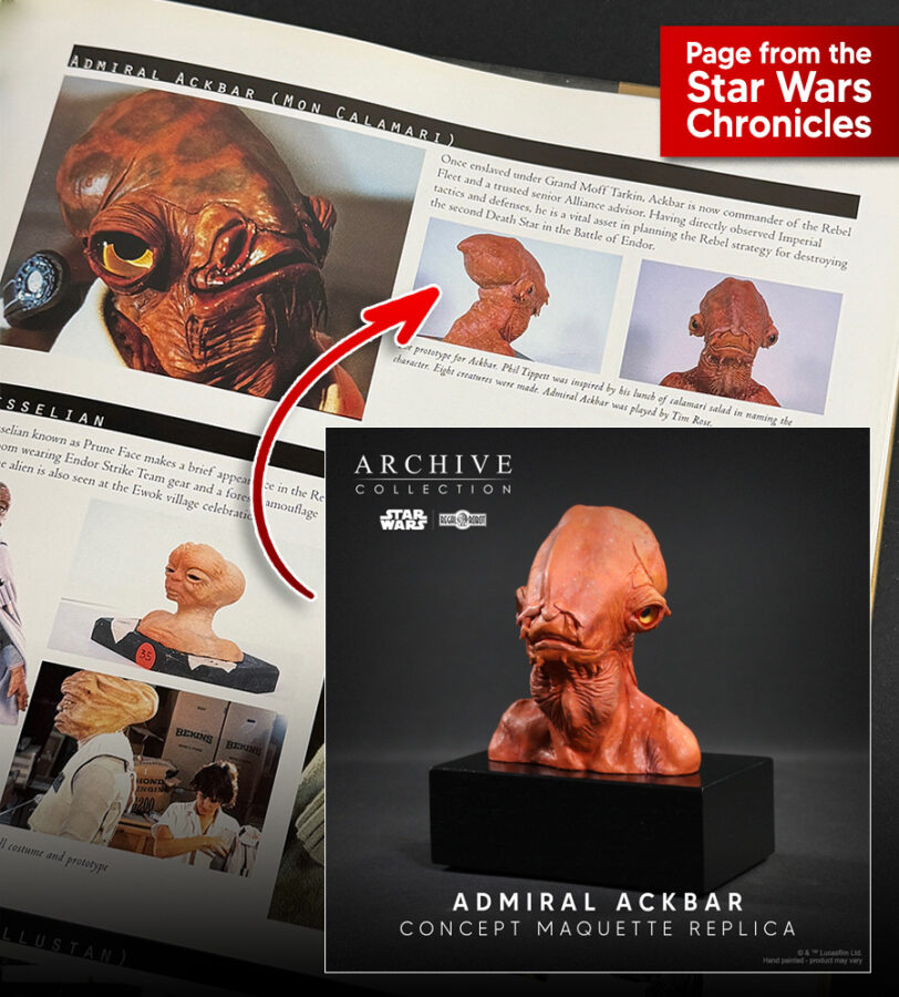 Phil Tippett Admiral Ackbar art and statue from Star Wars Return of the Jedi