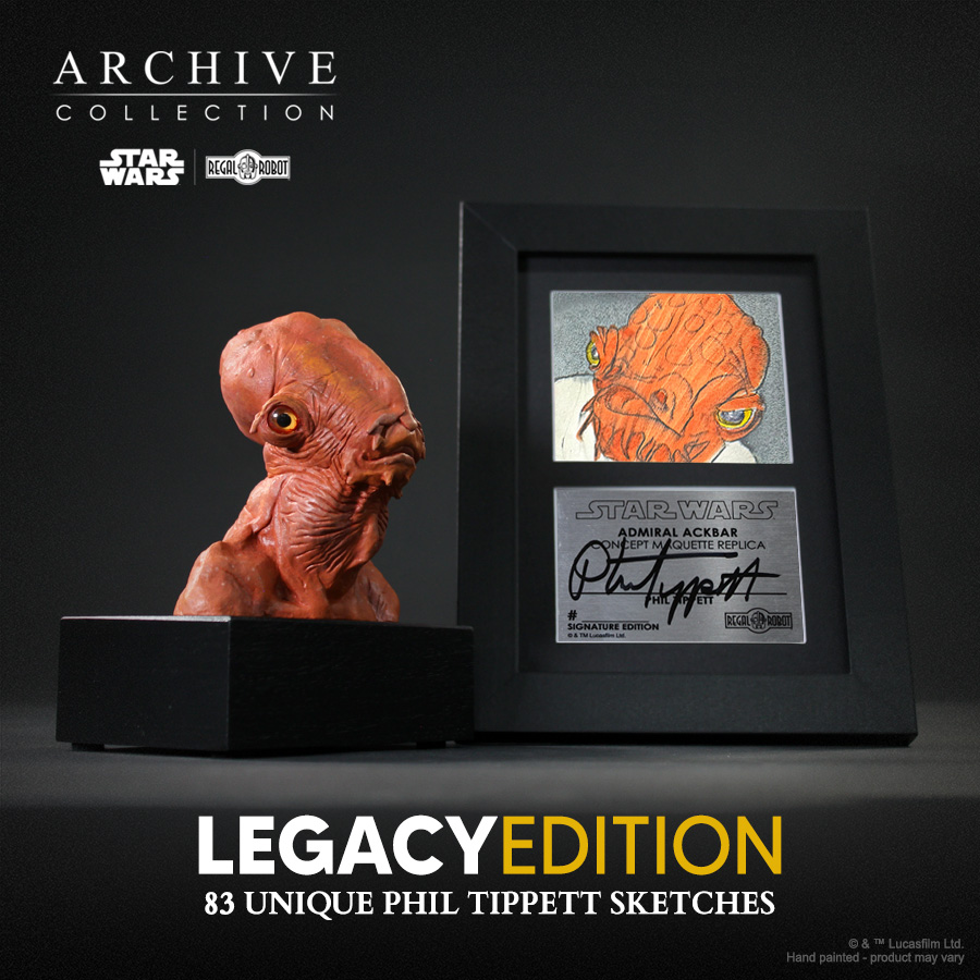 Phil Tippett Admiral Ackbar art and statue from Star Wars Return of the Jedi