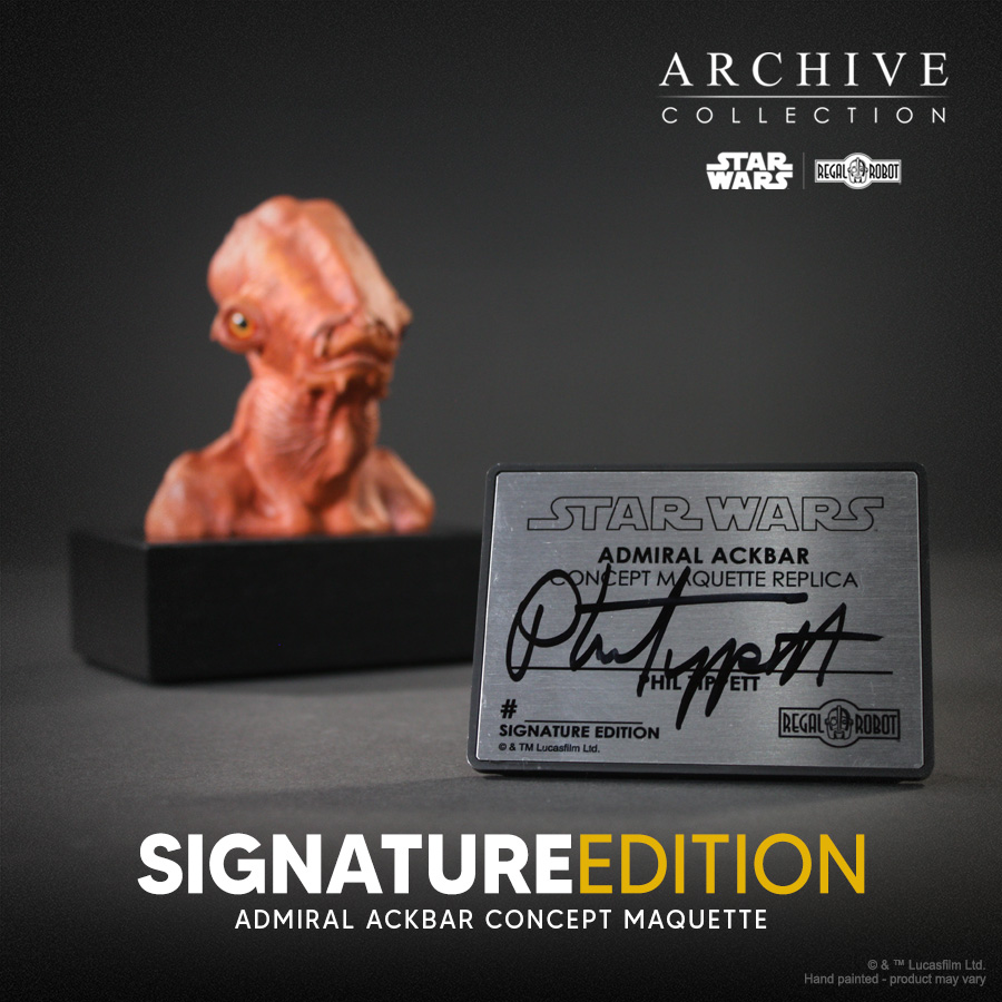 Phil Tippett Admiral Ackbar art and statue from Star Wars Return of the Jedi