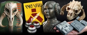 Adult Star Wars decor like bronze busts and skulls